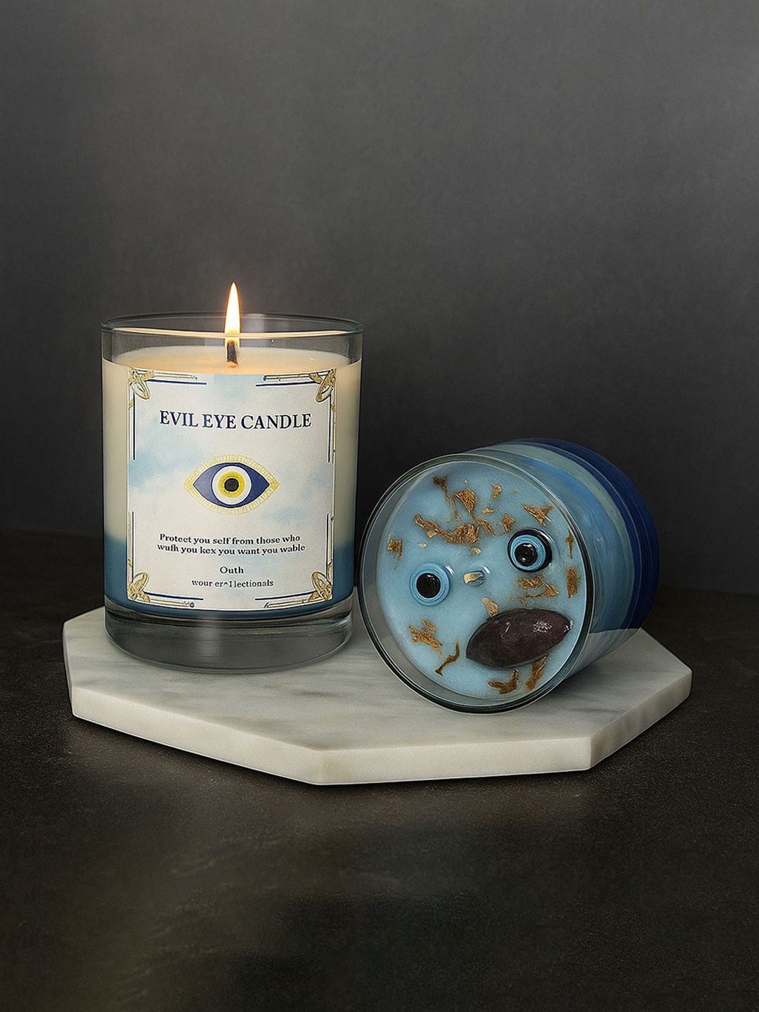 Earthly Edges Blue & White Jar Candle