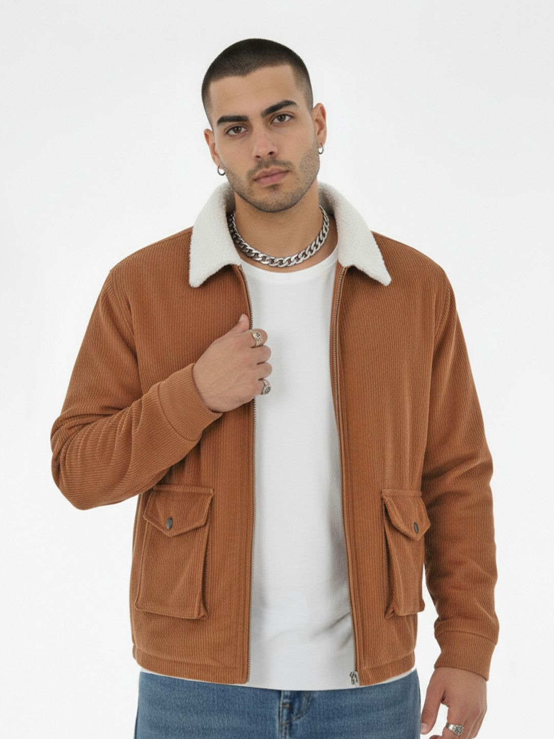 glitchez Spread Collar Relaxed Corduroy Tailored Jacket