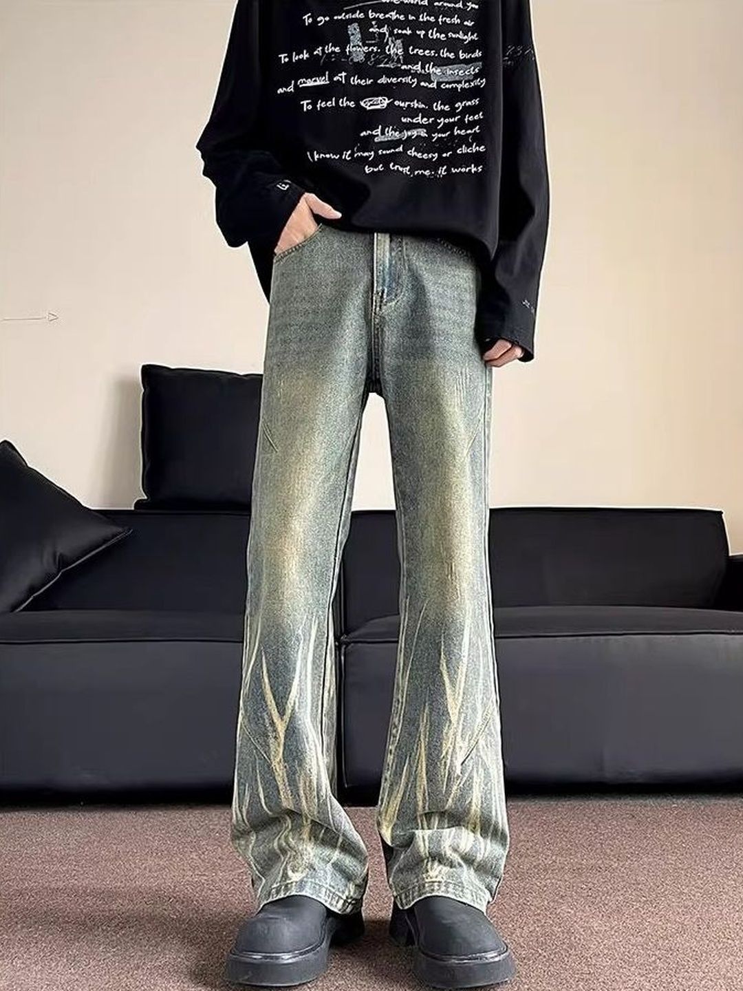 StyleCast x Revolte Men Bootcut Mid-Rise Light Fade Jeans