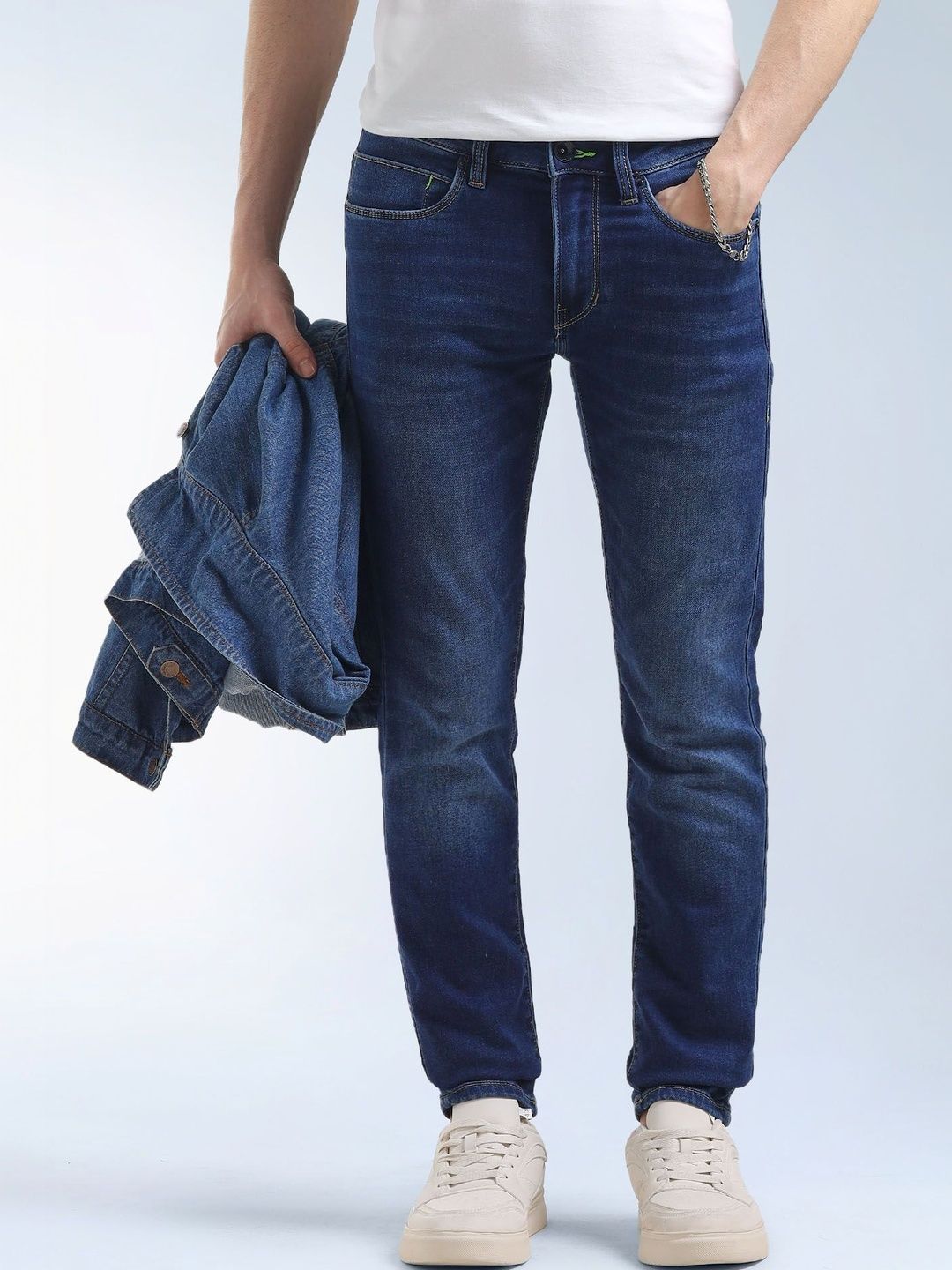 Flying Machine Men Skinny Fit Mid-Rise Light Fade Stretchable Jeans