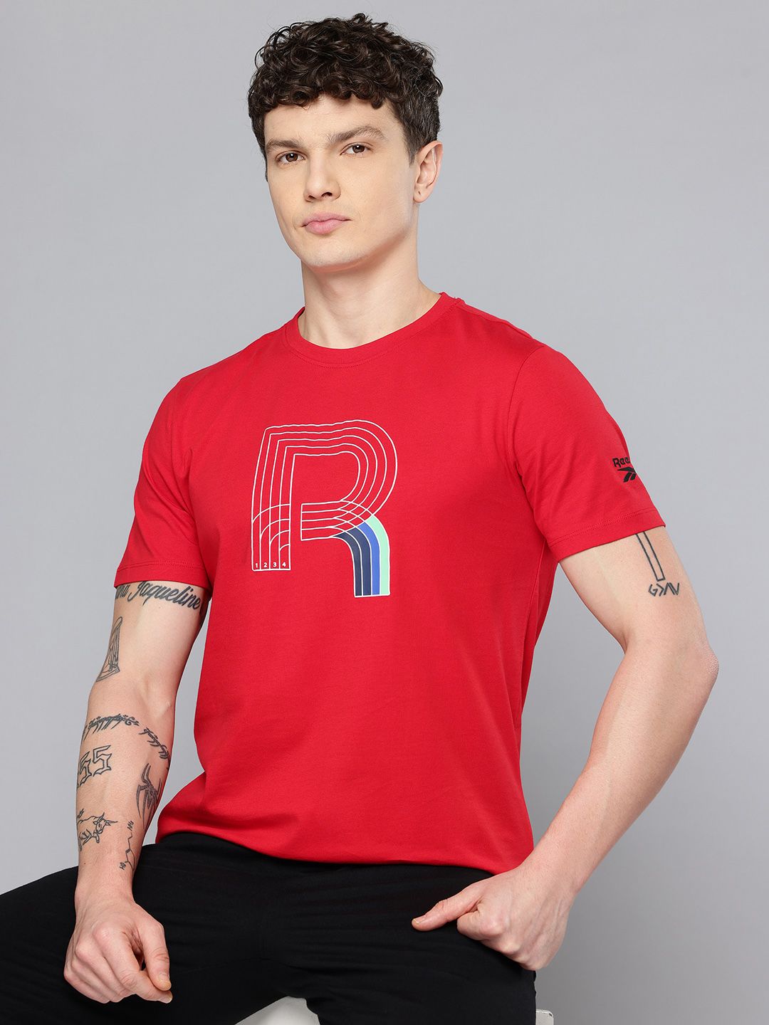 Reebok Typographic Printed Pure Cotton Athleisure T-shirt