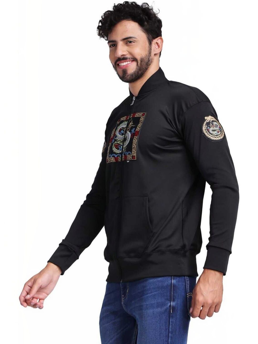YELLOW TREE Men Bomber with Embroidered Jacket