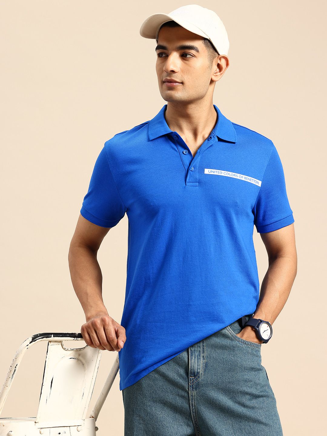 United Colors of Benetton Brand Logo Printed Polo Collar T-shirt