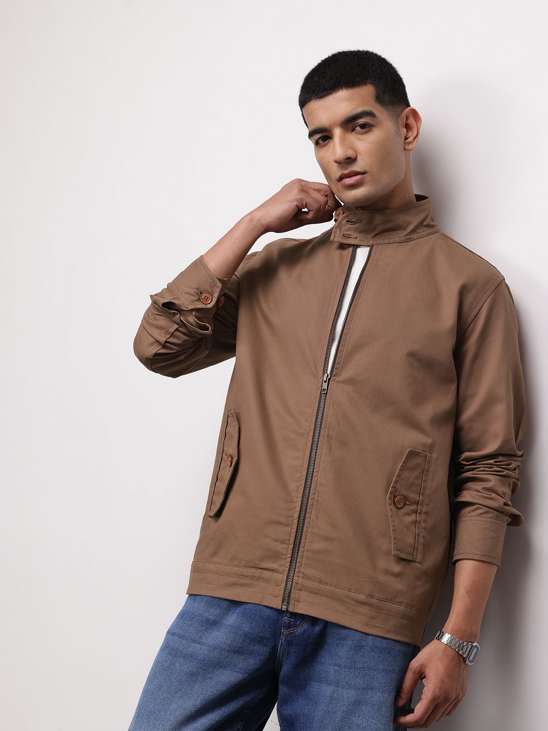 ether Mock Collar Pure Cotton Tailored Jacket