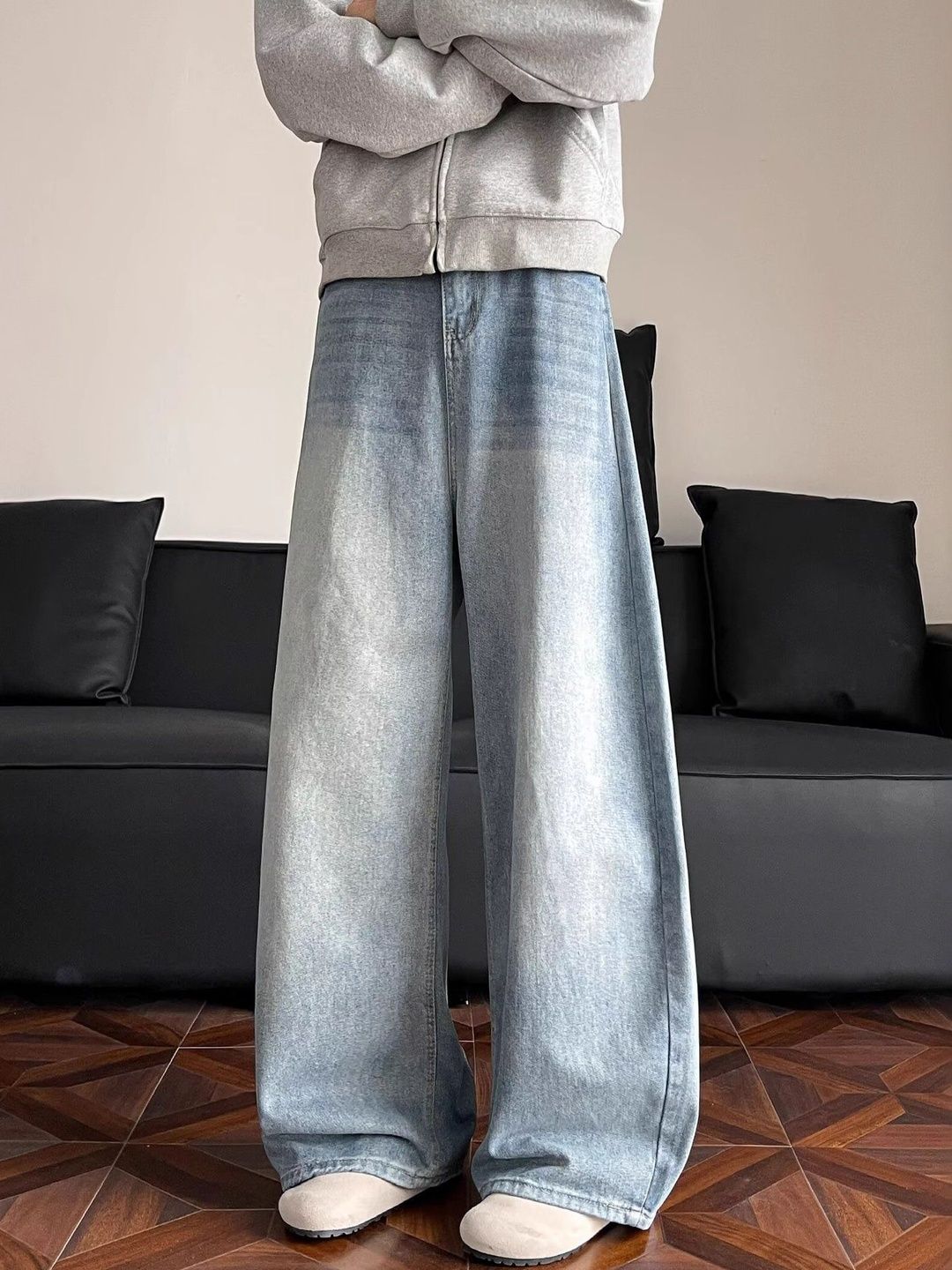 Buy StyleCast x Revolte Men Wide Leg Mid-Rise Light Fade Jeans