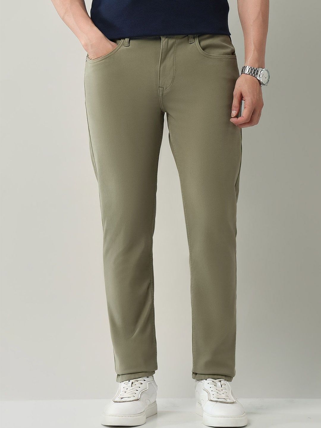 AD By Arvind Men Slim Fit Mid-Rise Knit Jeans