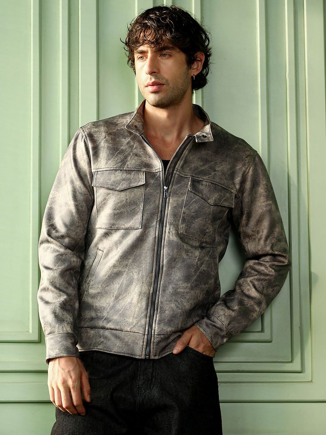 CAHOOT Abstract Leather Rider Jacket