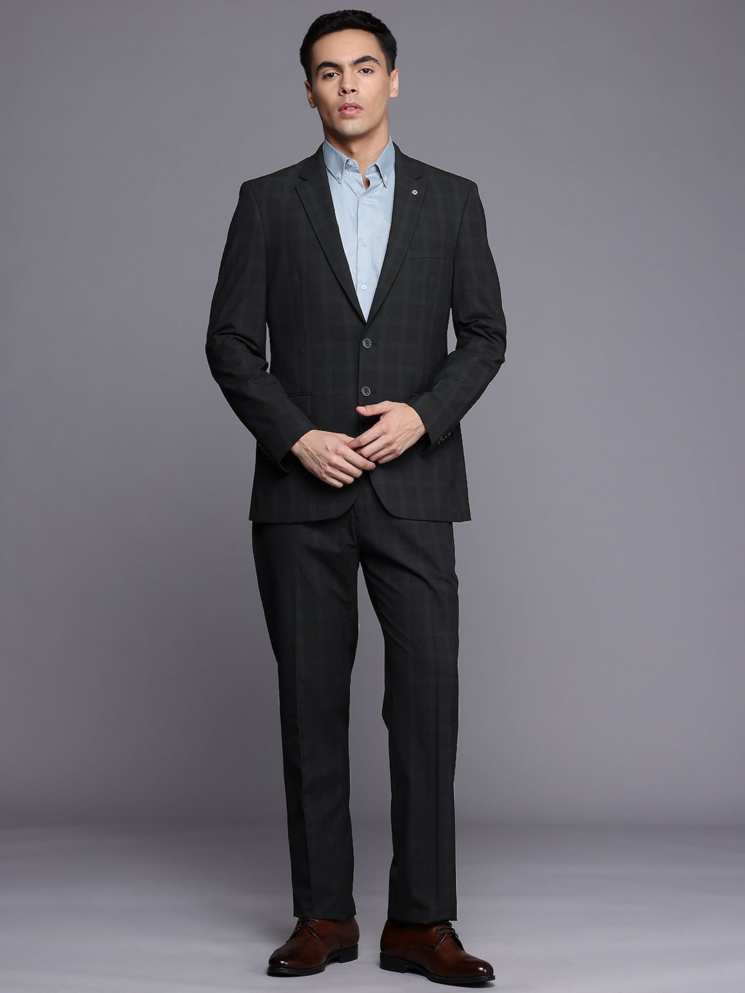 Raymond Raymond Contemporary Fit Checked Single-Breasted Two-Piece Formal Suit
