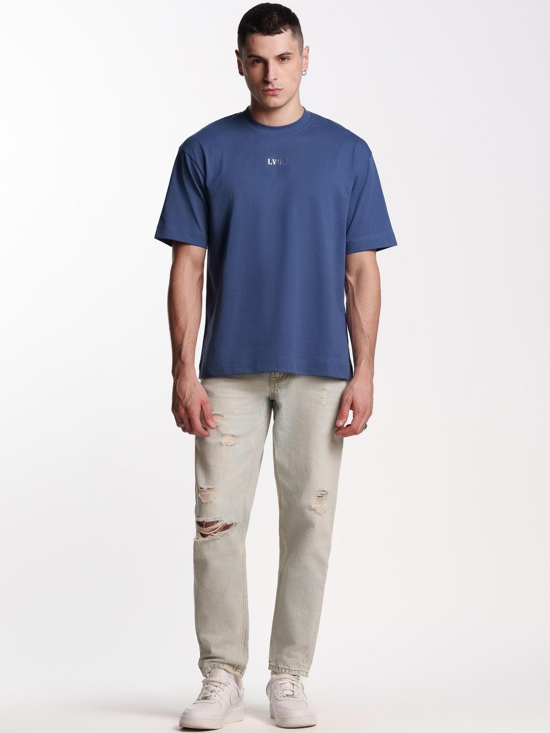 LOVEGEN Men Straight Fit Mid-Rise Low Distress Heavy Fade Jeans