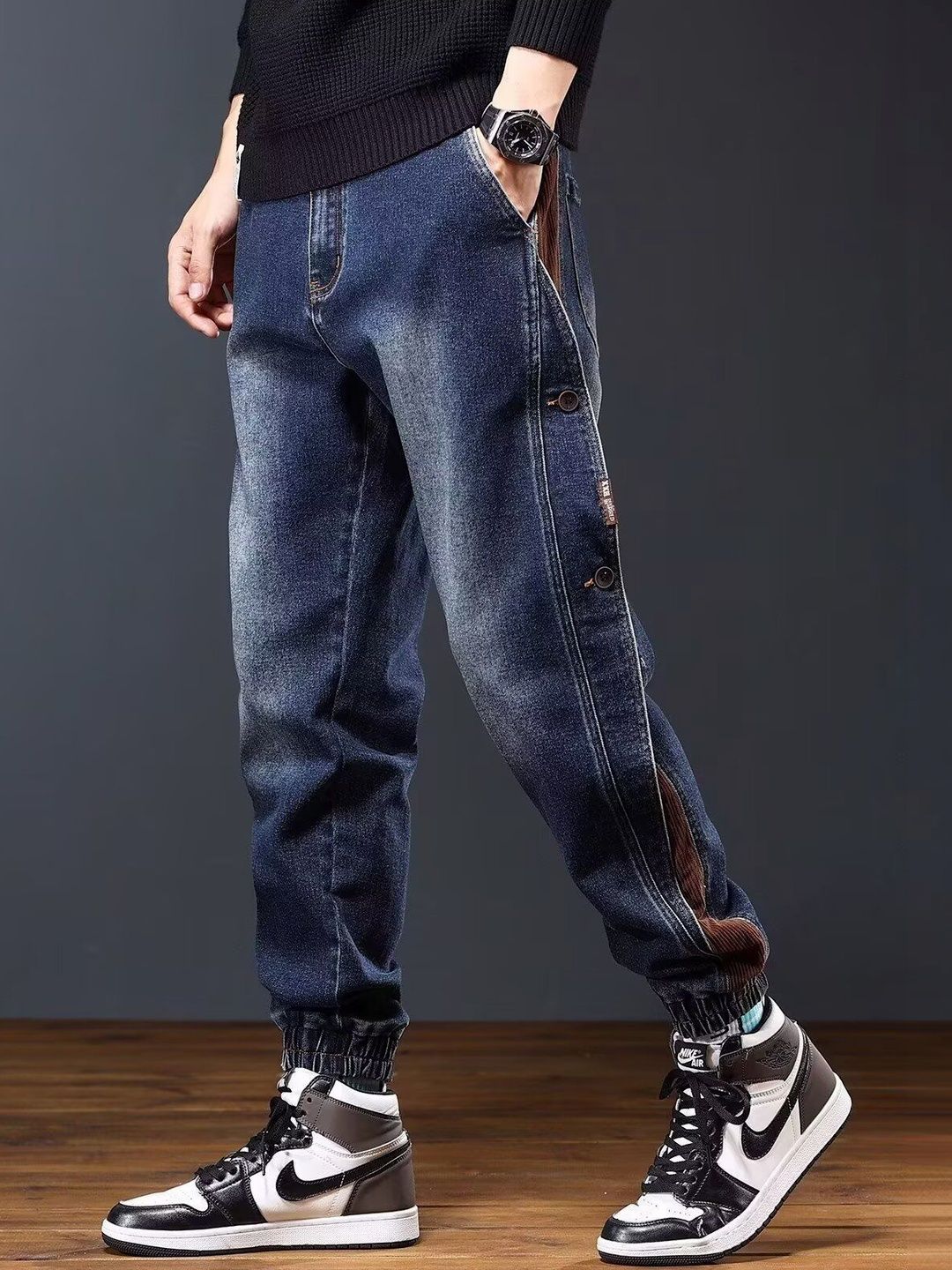 StyleCast x Revolte Men Jogger Mid-Rise Heavy Fade Jeans