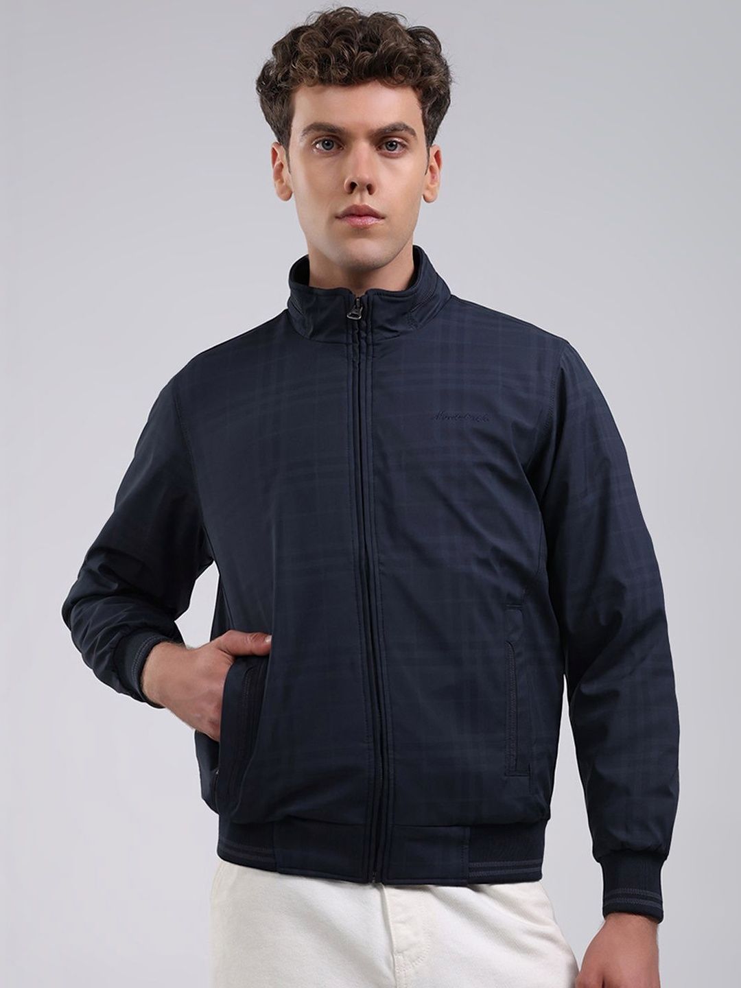 Monte Carlo Men Checked Bomber Jacket