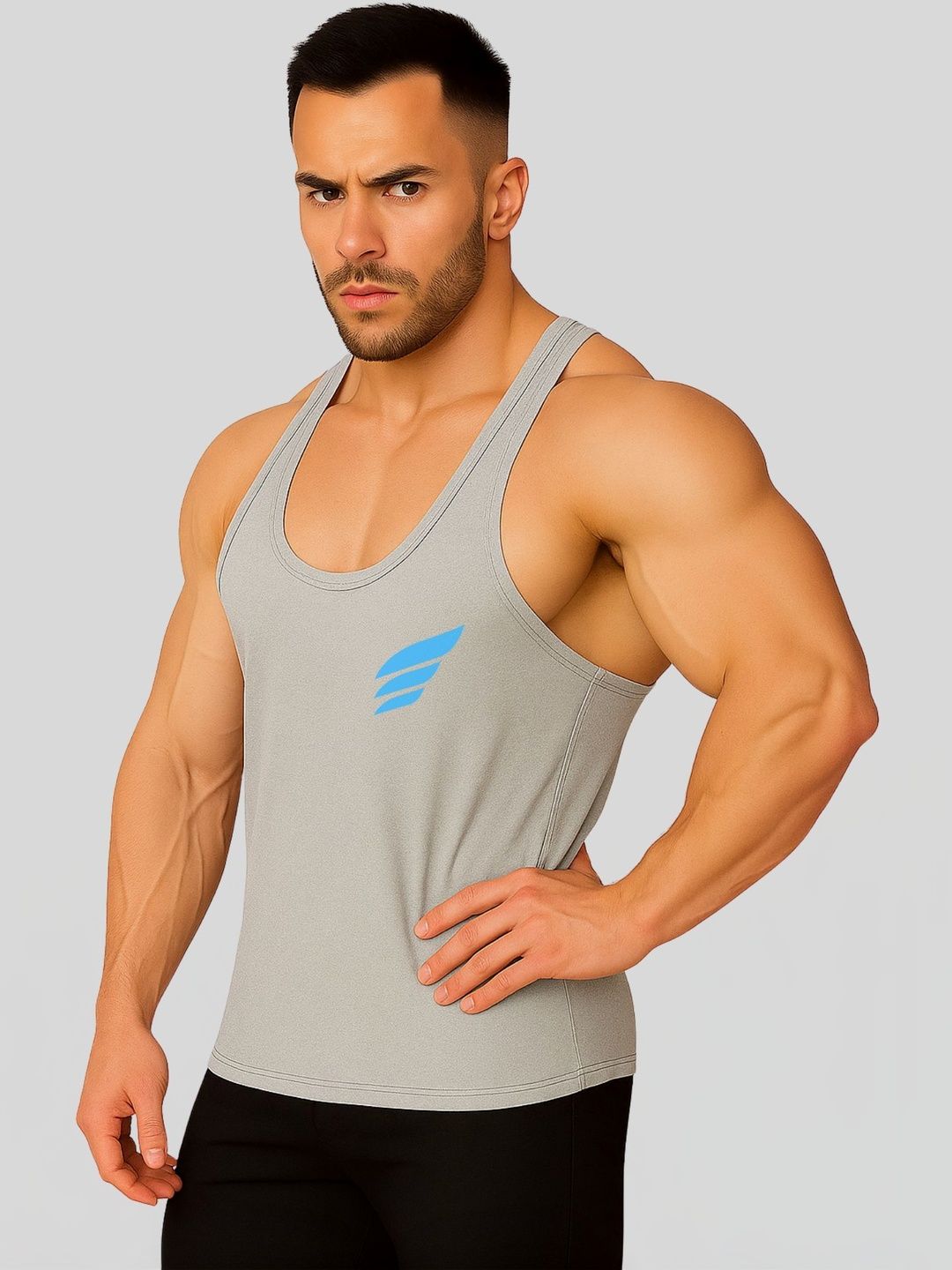 3Colors Printed Scoop Neck  Gym Vest