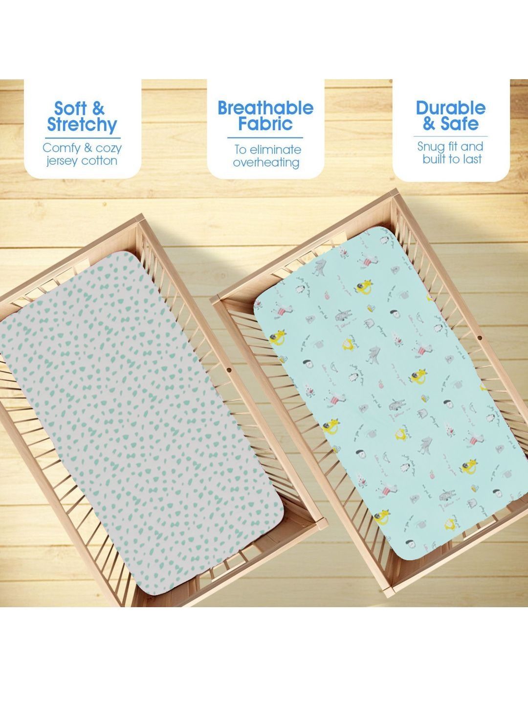 Portico Kids Set Of 2 Infants Little Peaches Pure Cotton Flat Sheet