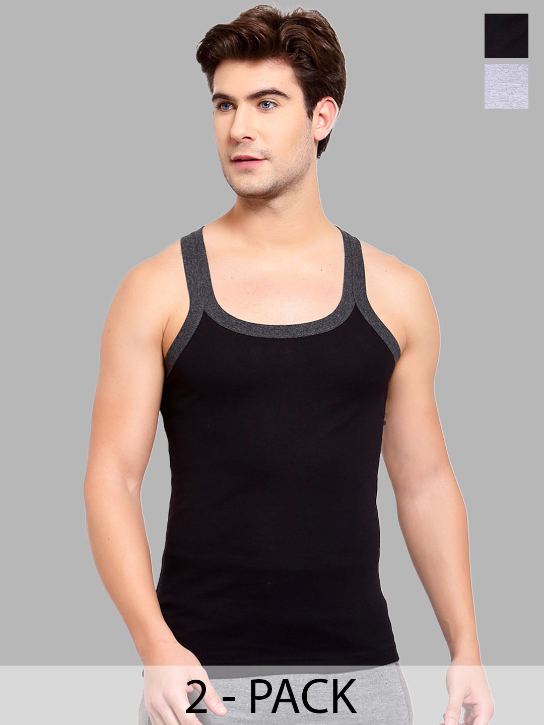 MACHO Pack Of 2 Combed Cotton Assorted Gym Innerwear Vests