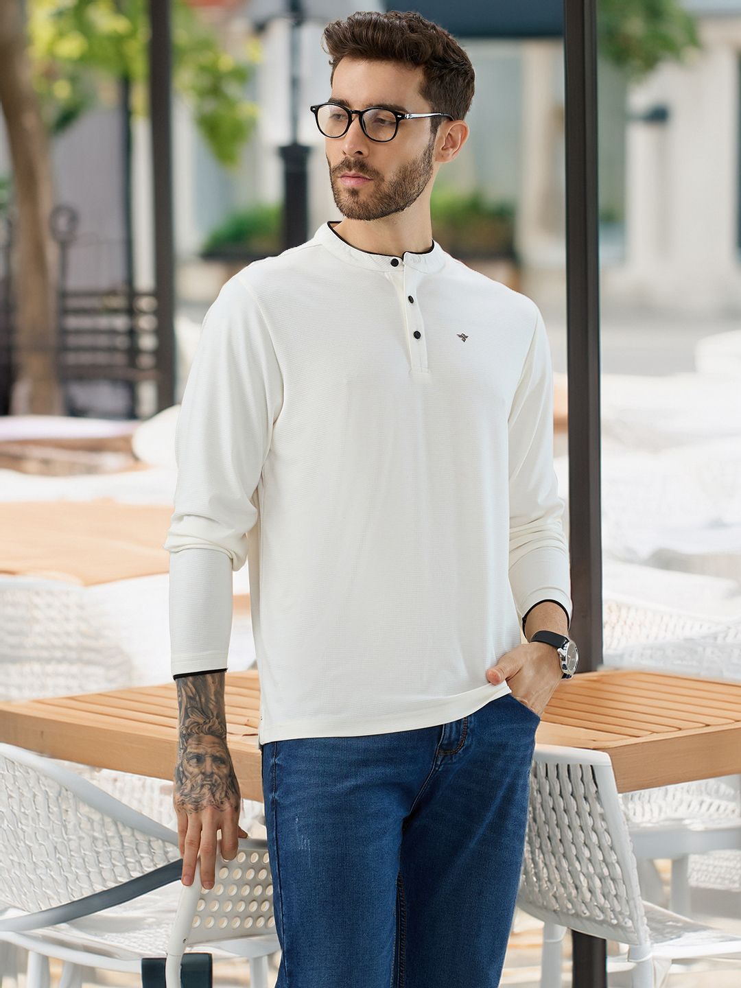 Status Quo Men Henley Neck T-shirt