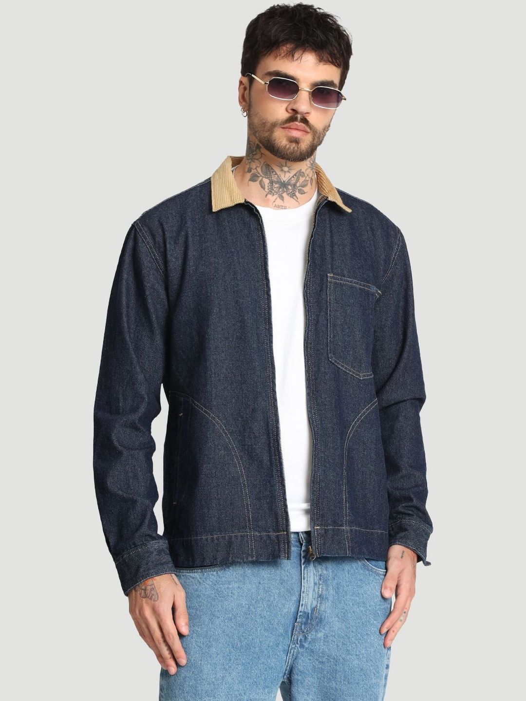 Buy XYXX Men Solid Cotton Denim Zipper jacket - Jackets for Men