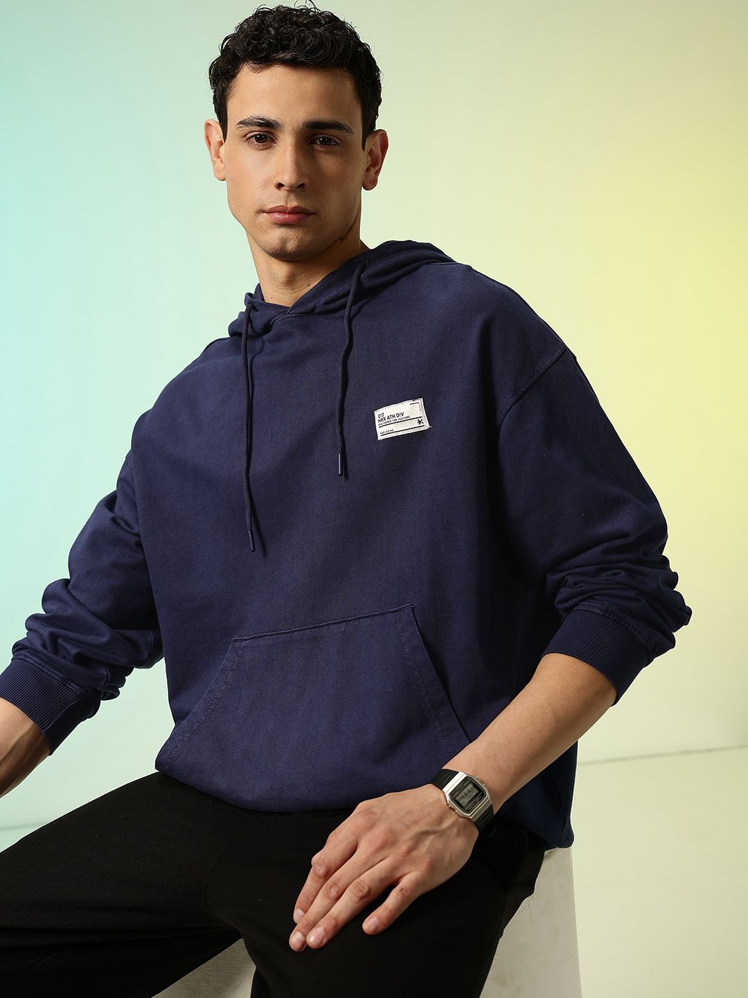 HRX by Hrithik Roshan Hooded Pure Cotton Relaxed Fit Sweatshirt