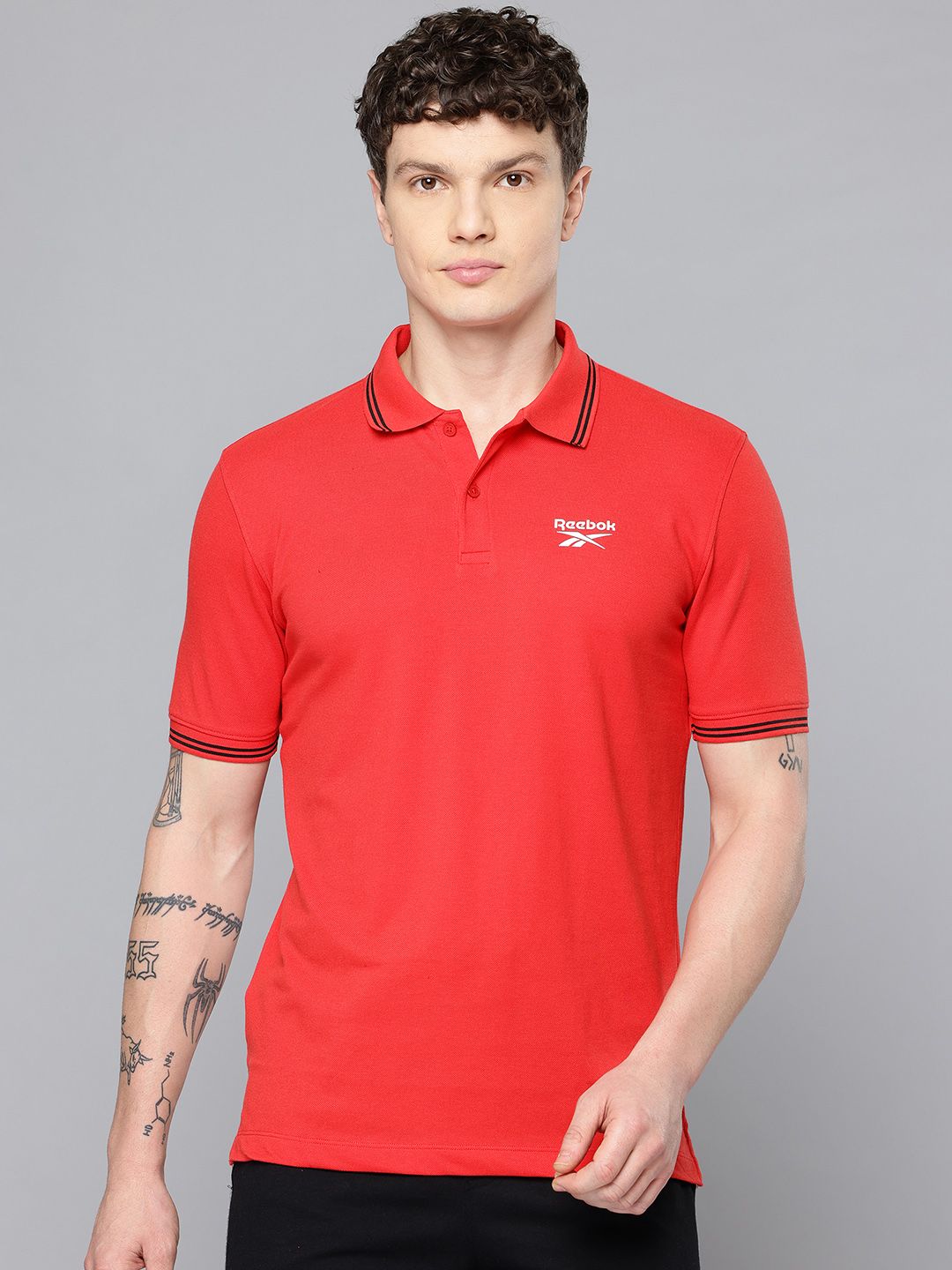 Reebok Brand Logo Detail Polo Collar Athleisure T-shirt