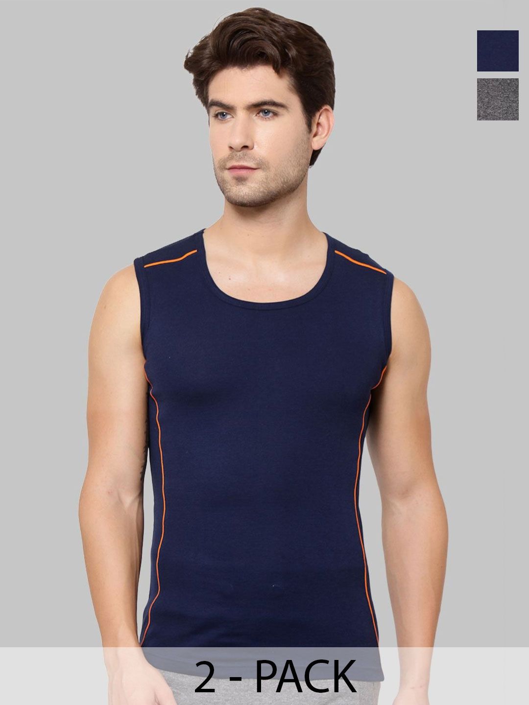 MACHO Men Pack Of 2 Assorted Pure Cotton Innerwear Vests