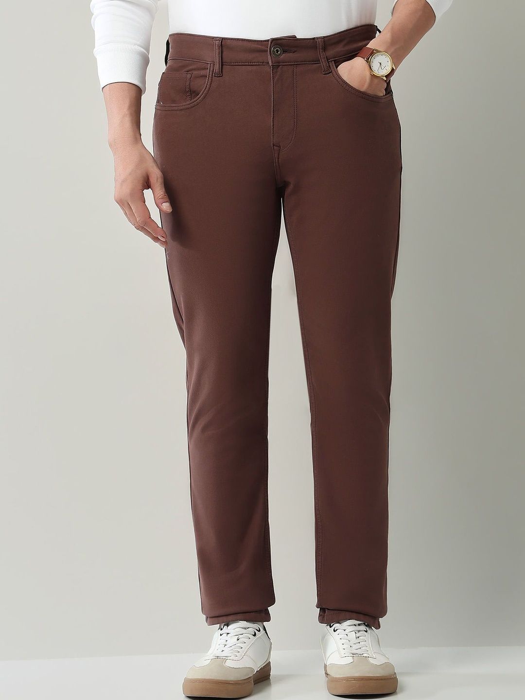 AD By Arvind Men Slim Fit Mid-Rise Knit Jeans