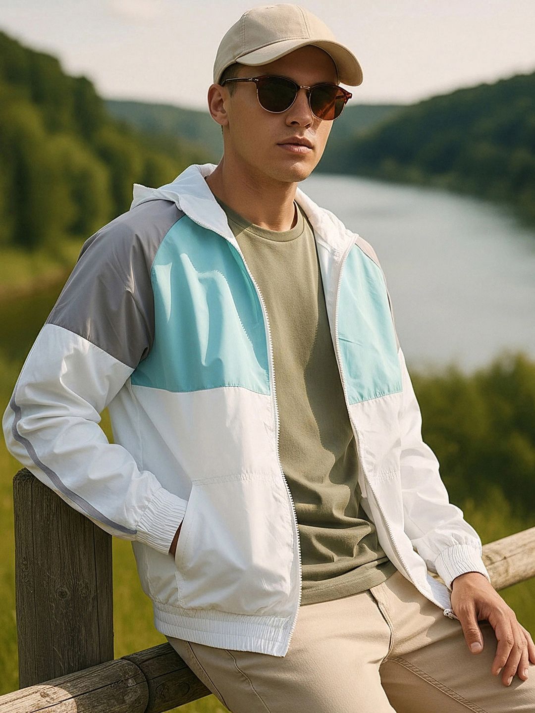 Bewakoof AIR Colourblocked Hooded Windcheater Jacket