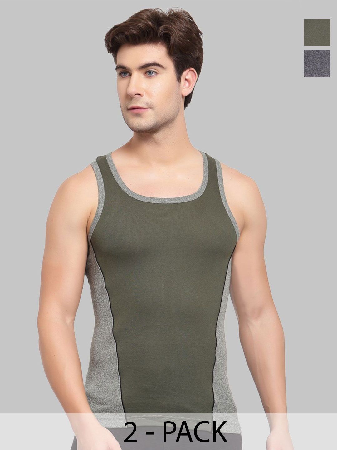 MACHO Pack Of 2 Assorted Pure Cotton Basic Vest