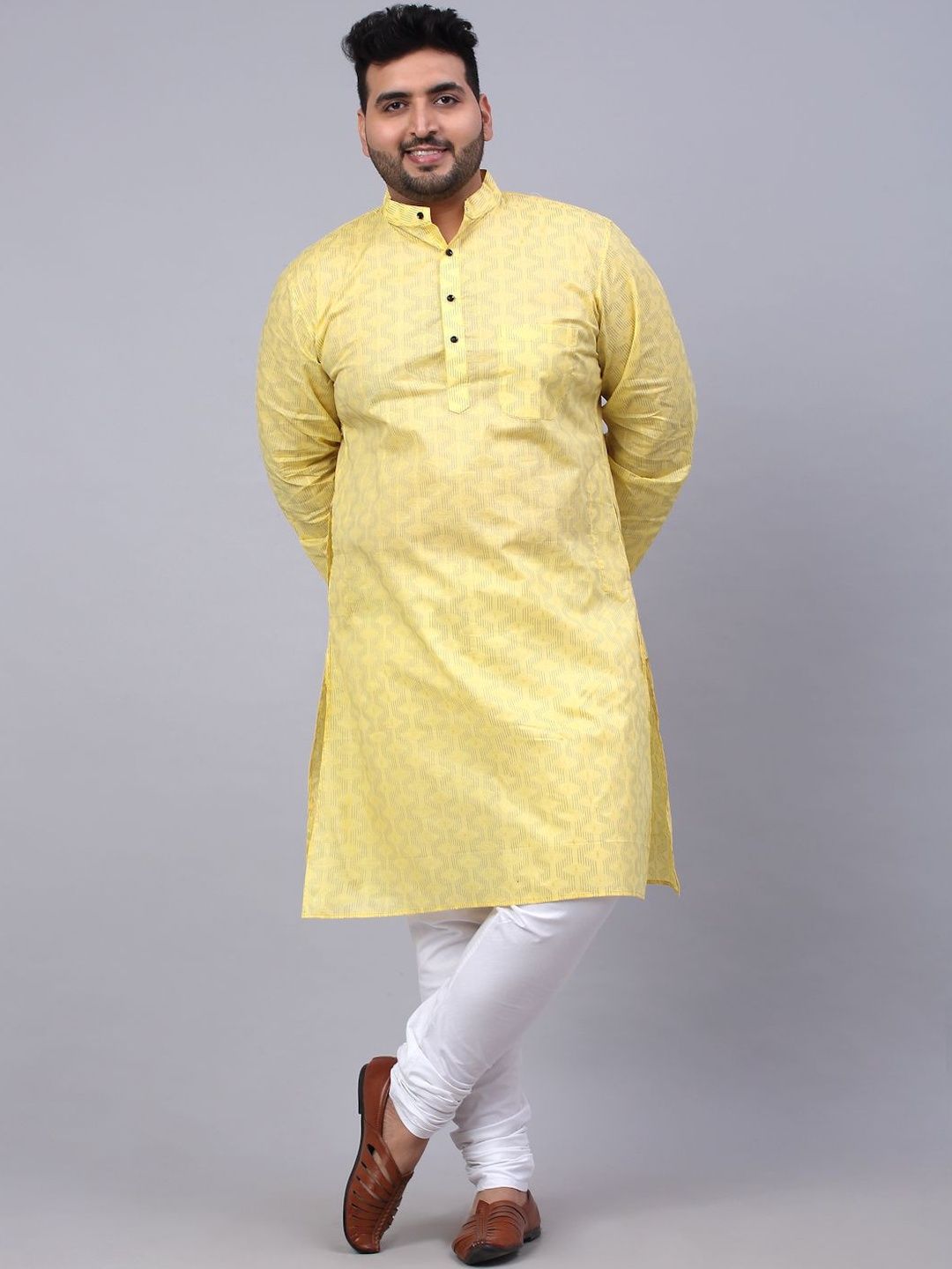 KLOTTHE Printed Cotton Mandarin Collar Kurta