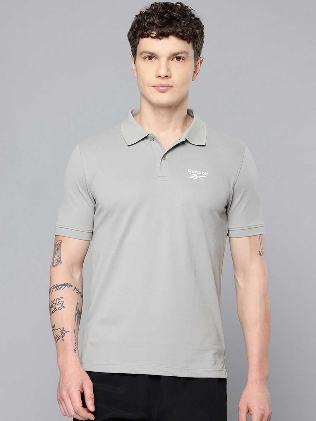 Reebok Brand Logo Detail Polo Collar Athleisure T-shirt