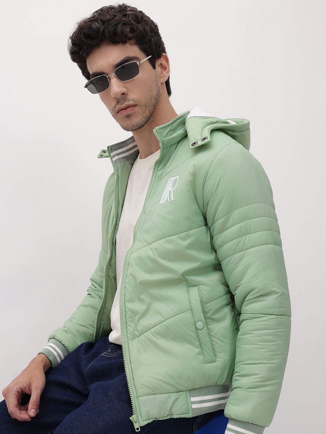 The Roadster Life Co. Hooded Fleece Padded Bomber Jacket