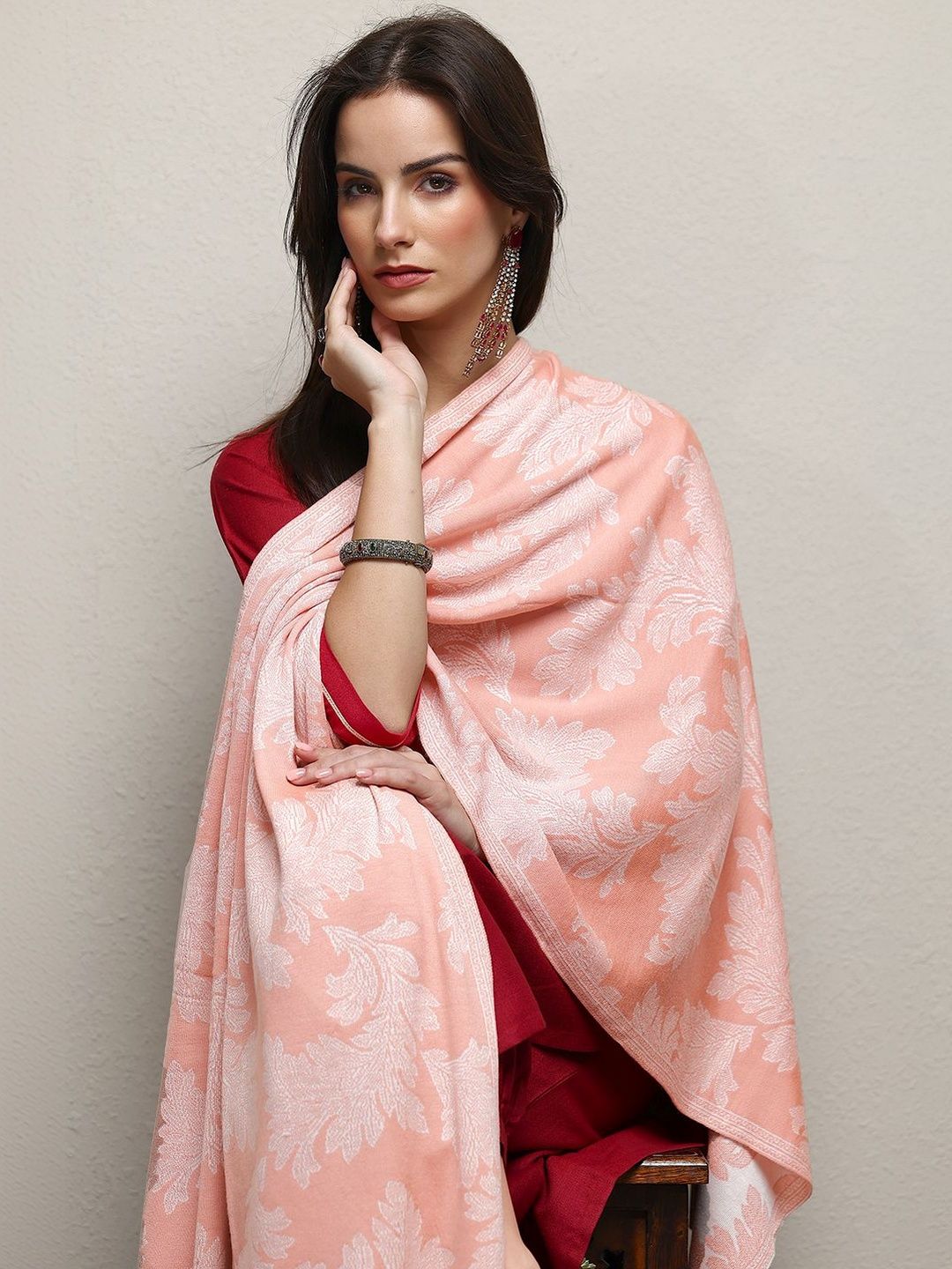 Libas Women Floral Woven Design Shawl