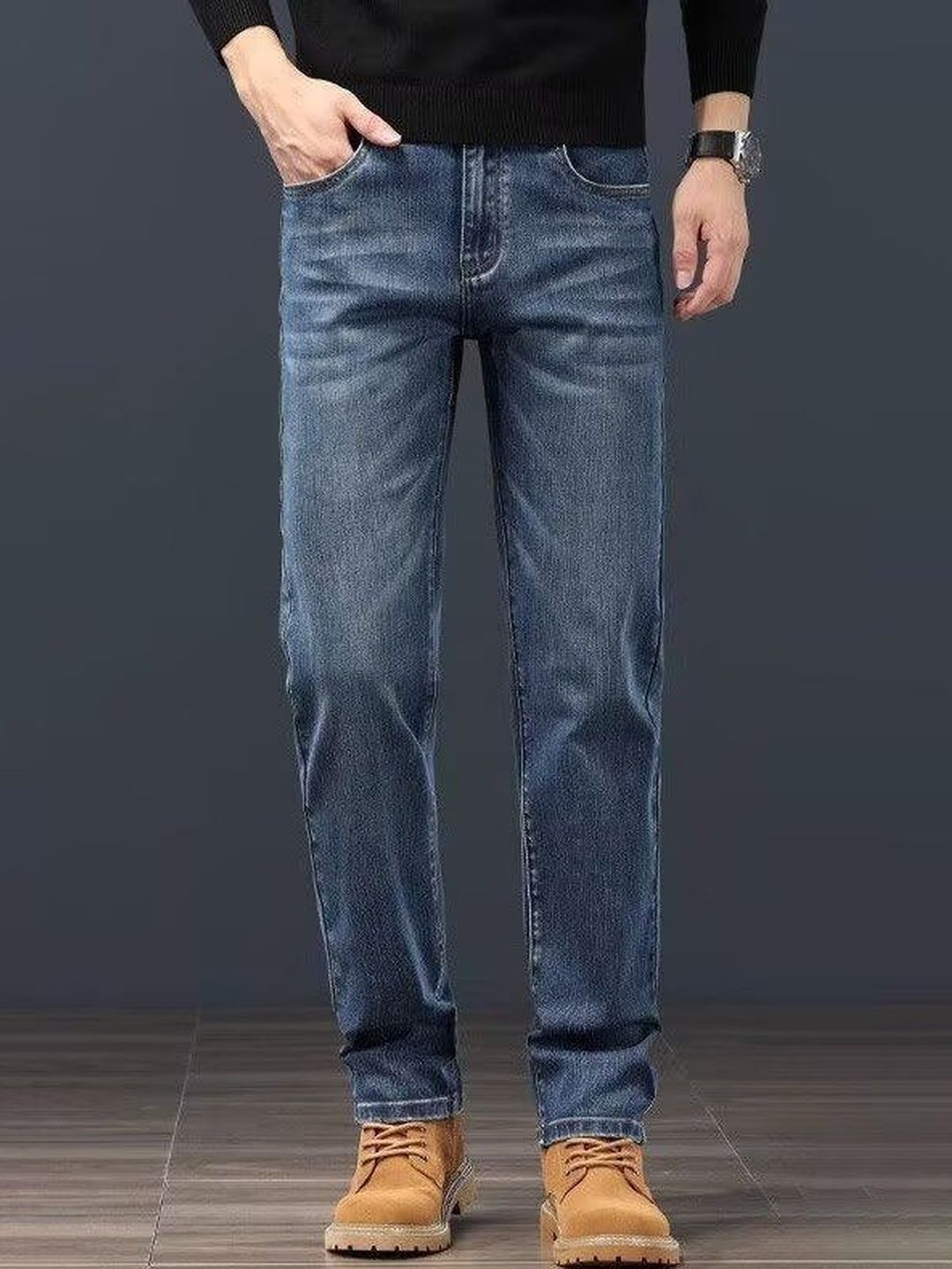 StyleCast x Revolte Men Slim Fit Mid-Rise Light Fade Jeans