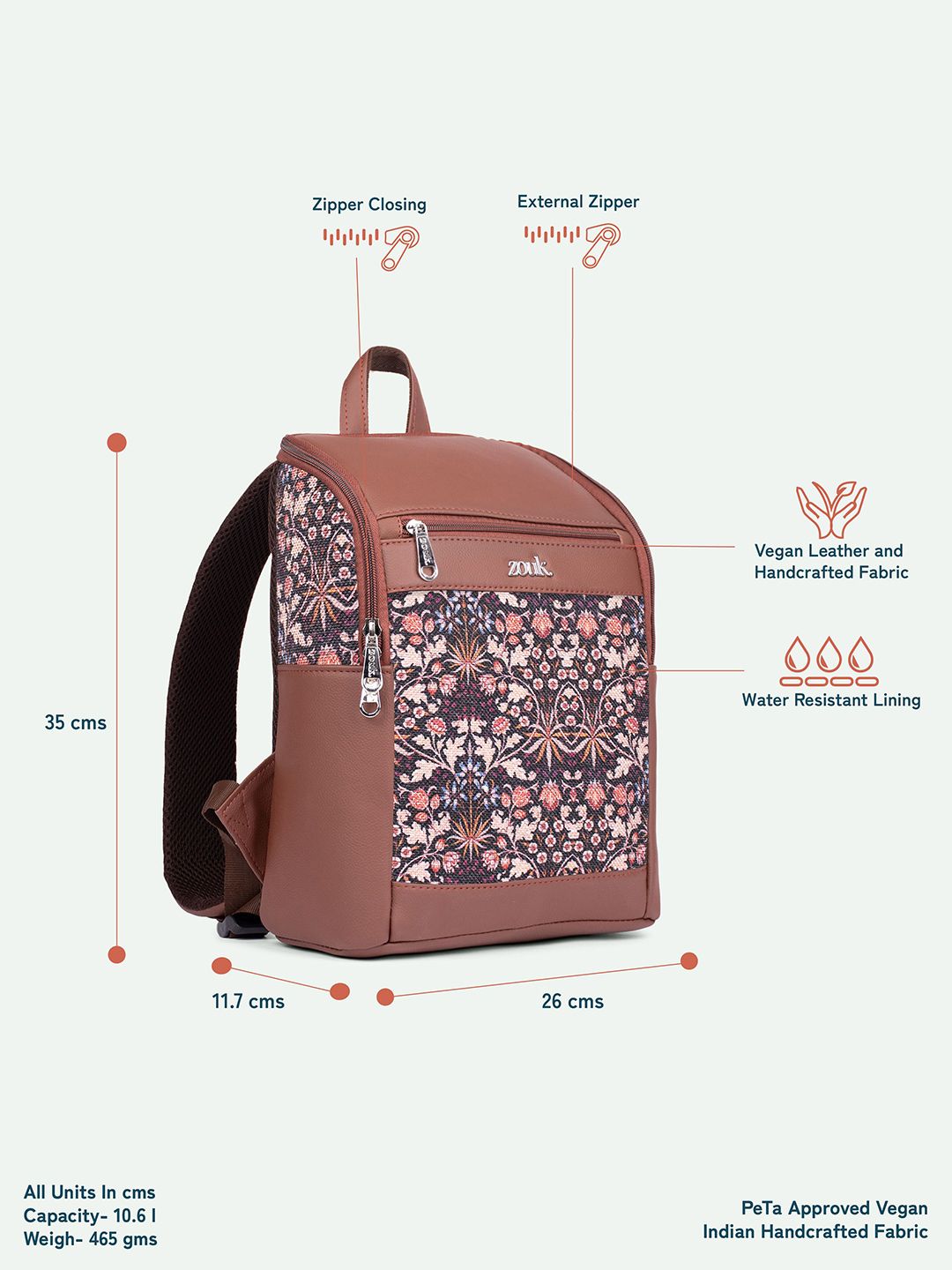 Buy ZOUK Unisex Kashmir Blooms Amalia Daypack - Backpacks for
