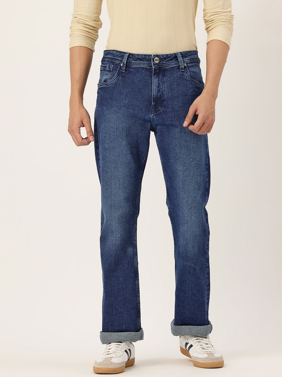 Integriti Men Straight Fit Mid-Rise Light Fade Stretchable Jeans