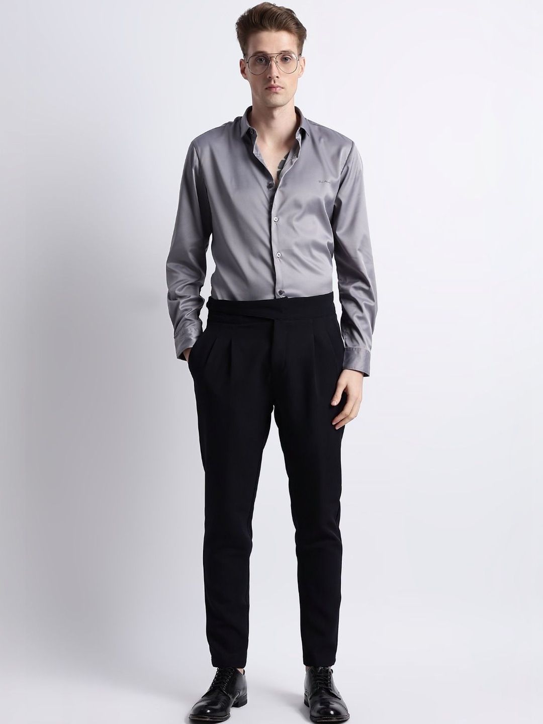 Blu MNKY Men Classic Pleated Trousers