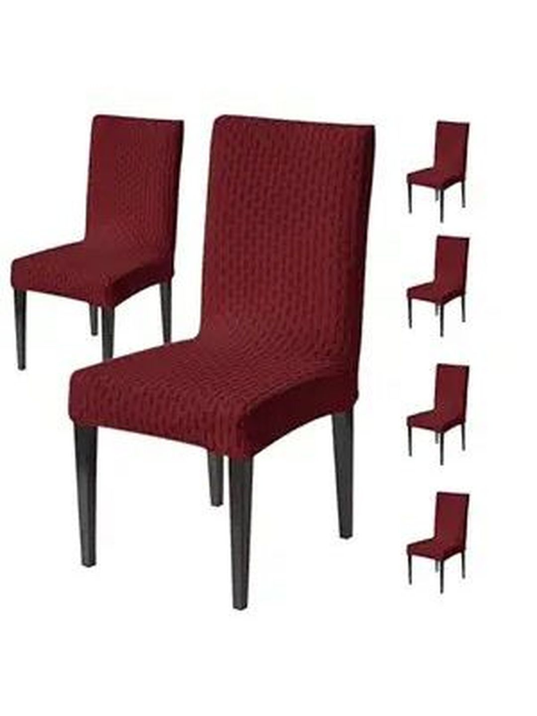 HOUSE OF QUIRK Set Of 6 Maroon Textured  220 GSM Chair Cover