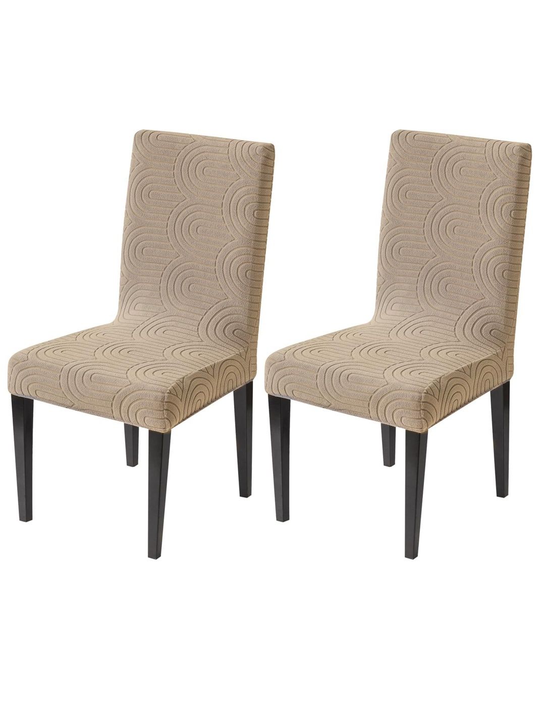 HOUSE OF QUIRK 2-Pcs Khaki Textured 220 GSM Dining Seat Slipcover Chair Cover