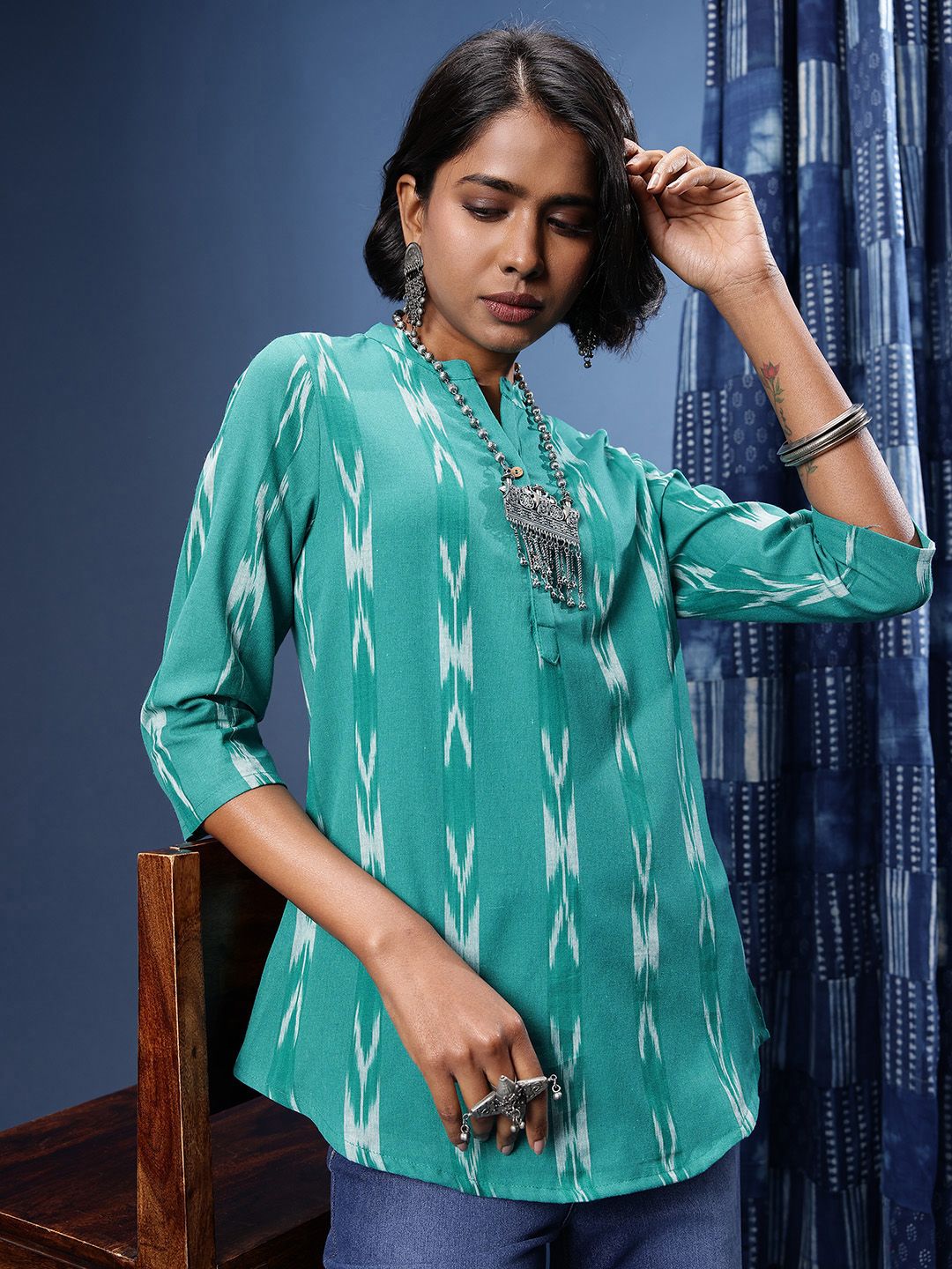Taavi Ikat Woven Design Kurti