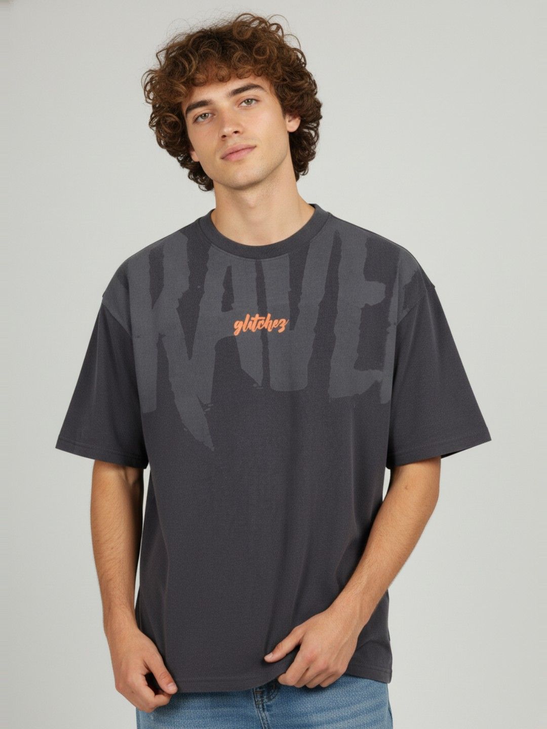 glitchez Typography Printed Relaxed Fit T-shirt