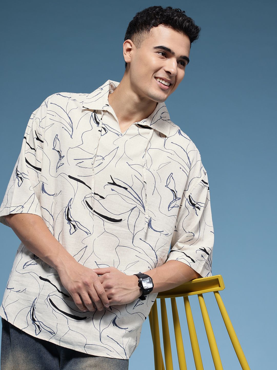 HERE&NOW Relaxed Fit Abstract Printed Casual Shirt