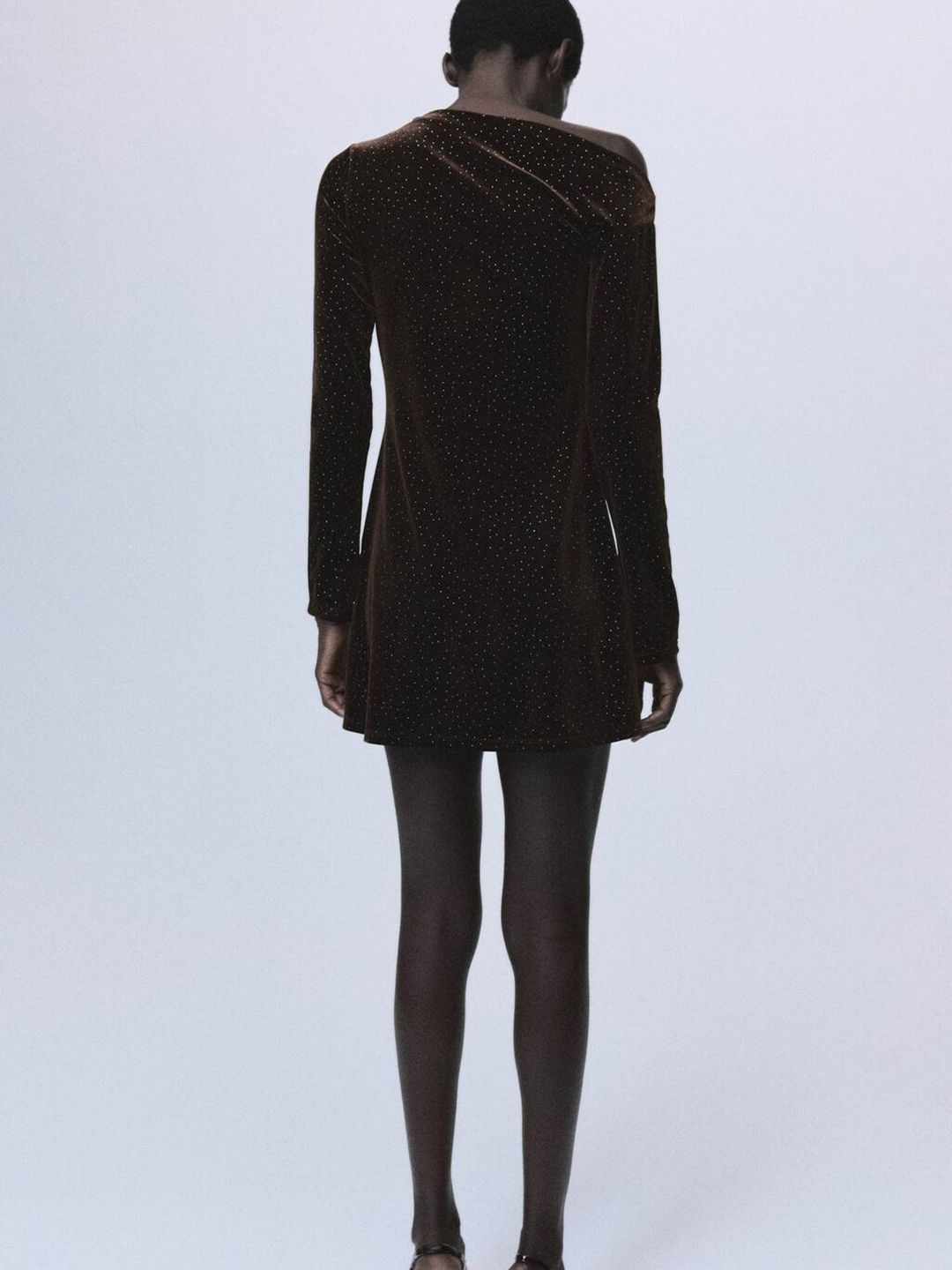 Embellished Velvet Finish One Shoulder A-Line Mini Dress