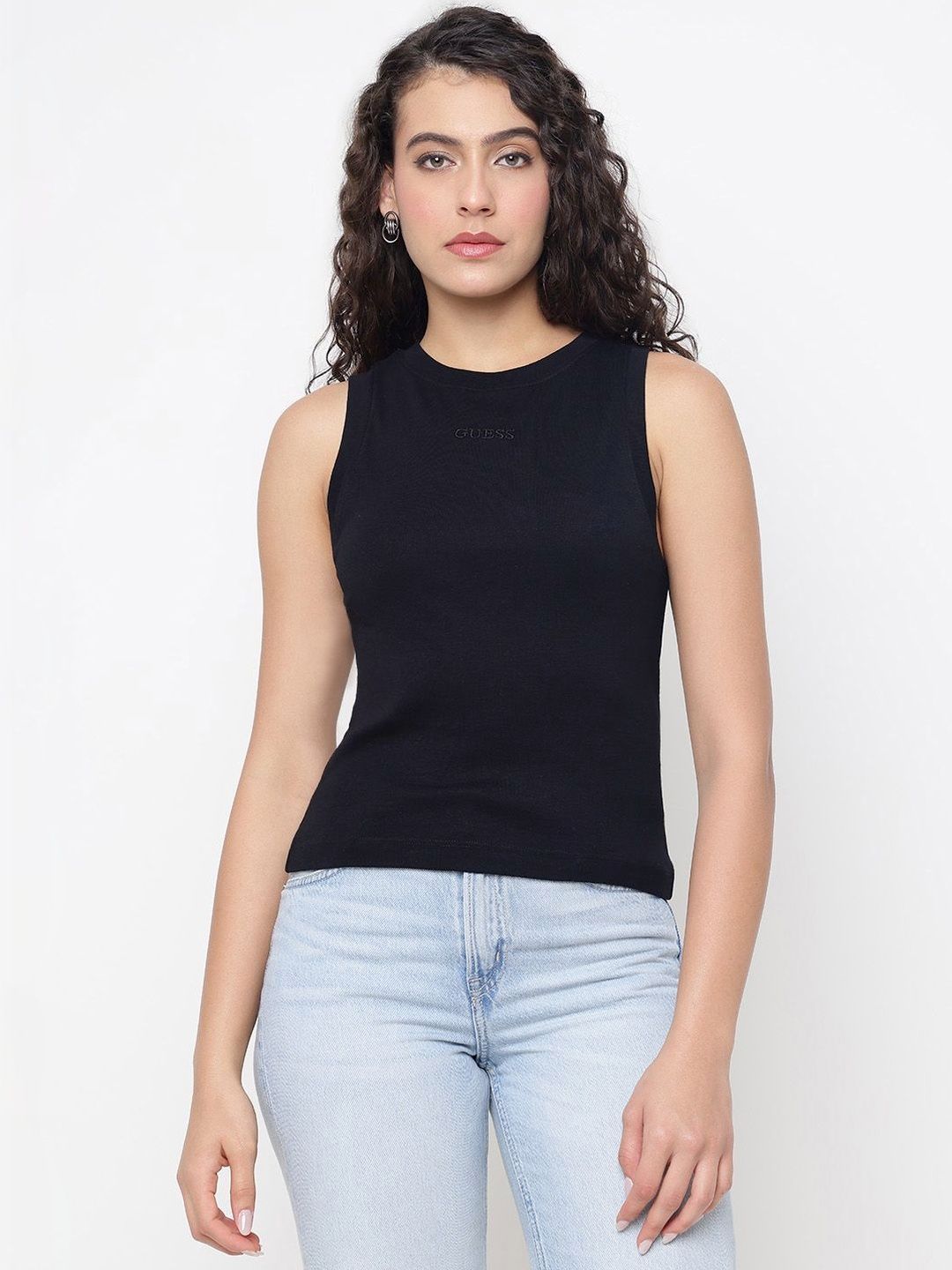 GUESS Brand Logo Cotton Tank Top