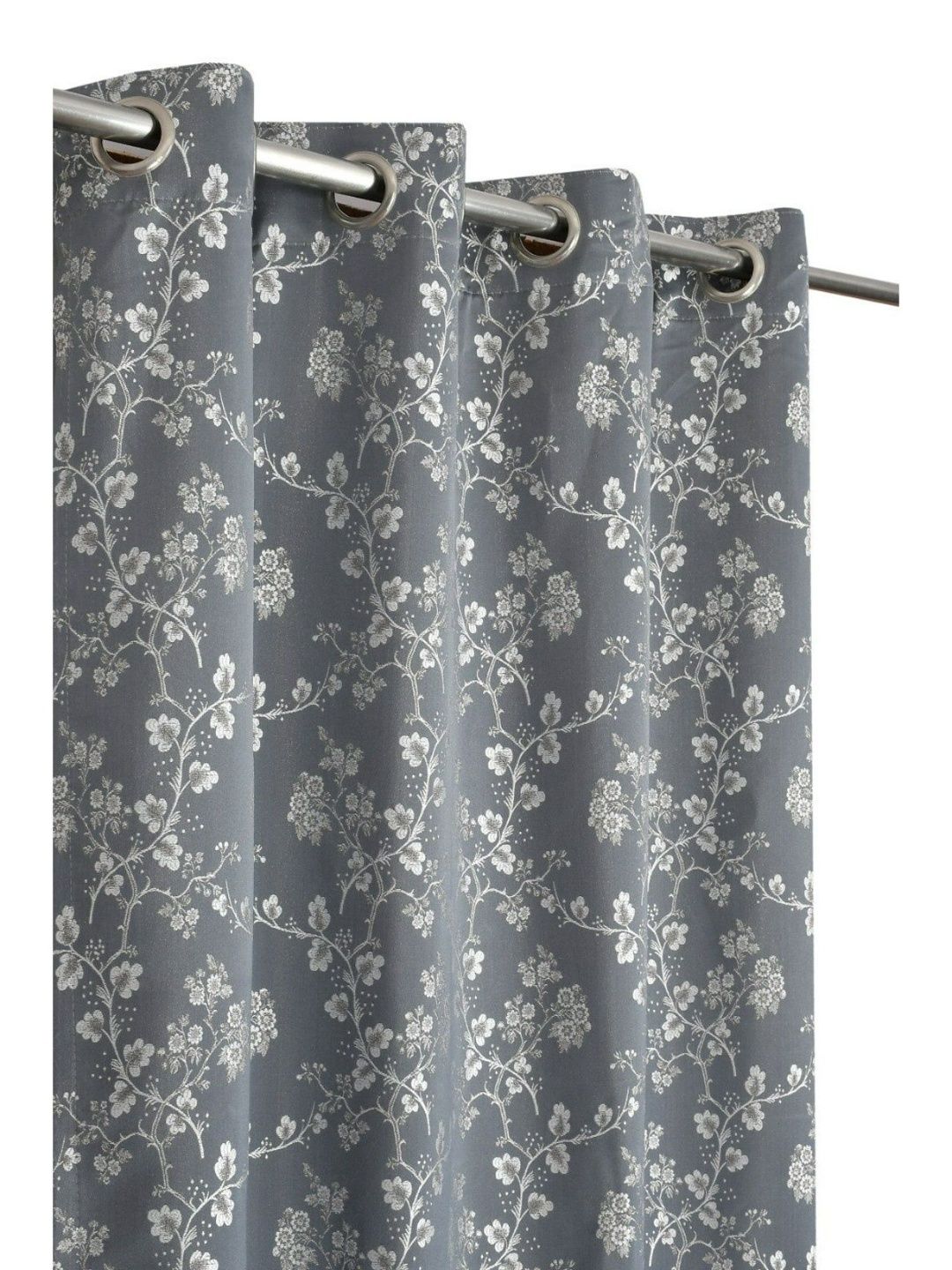UrbanArts Grey Floral Black Out Window Curtain - 5 Feet