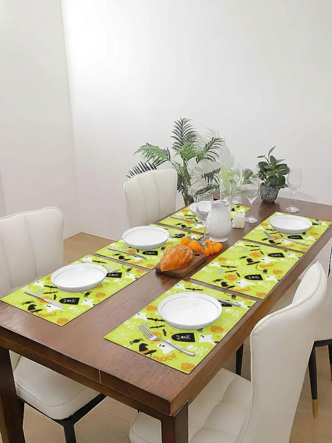 PRAKARTIK 6Pcs Green & Black Digital Printed Table Placemats