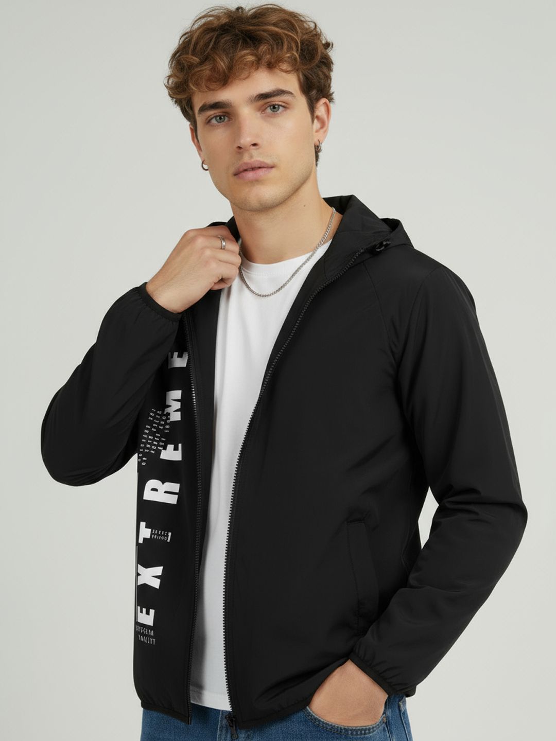 glitchez Printed Hooded Jacket