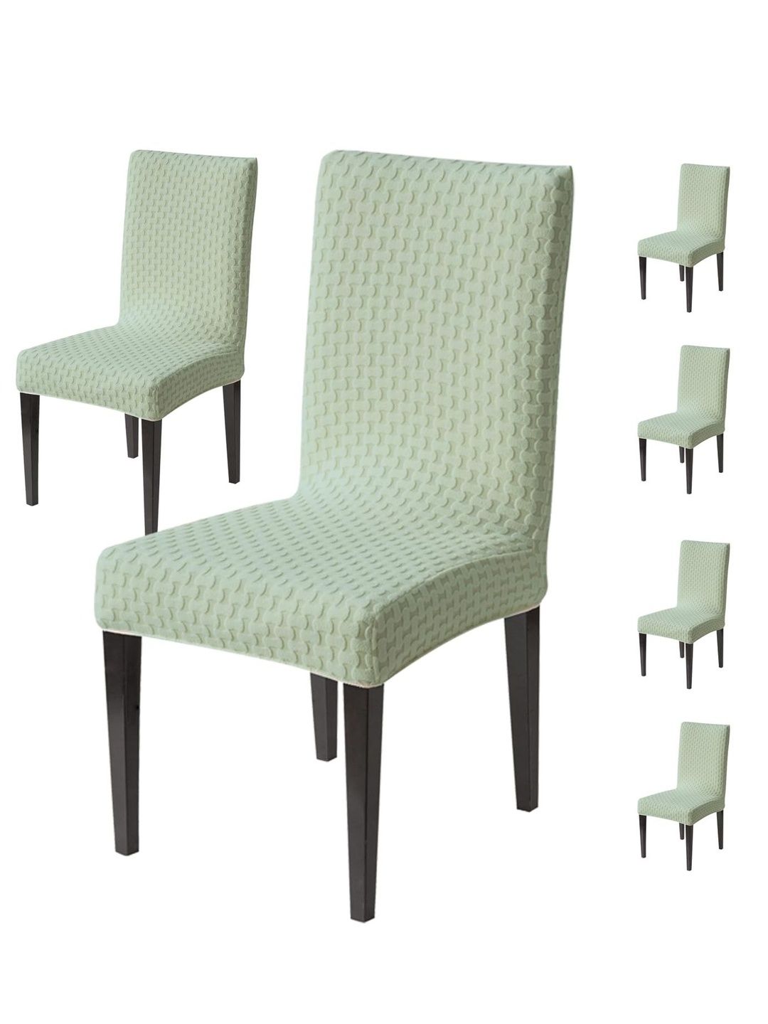 HOUSE OF QUIRK Set Of 6 Grey Textured Chair Cover