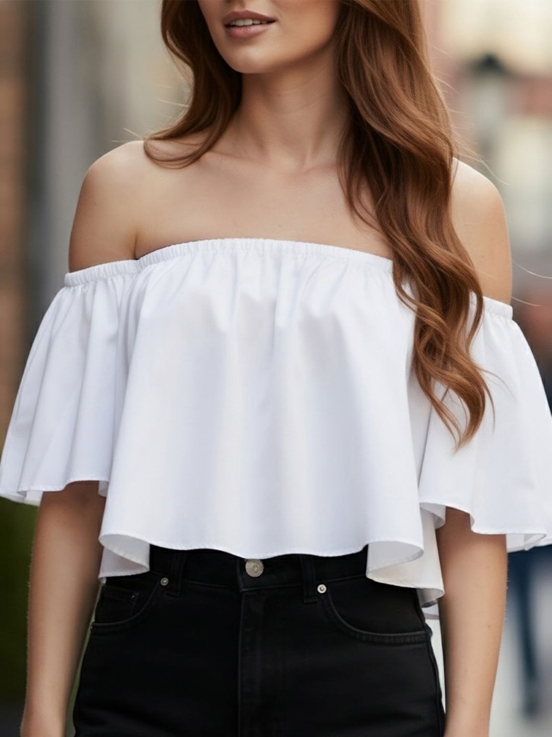 Buy Berrylush Women White Solid Bardot Top - Tops for Women