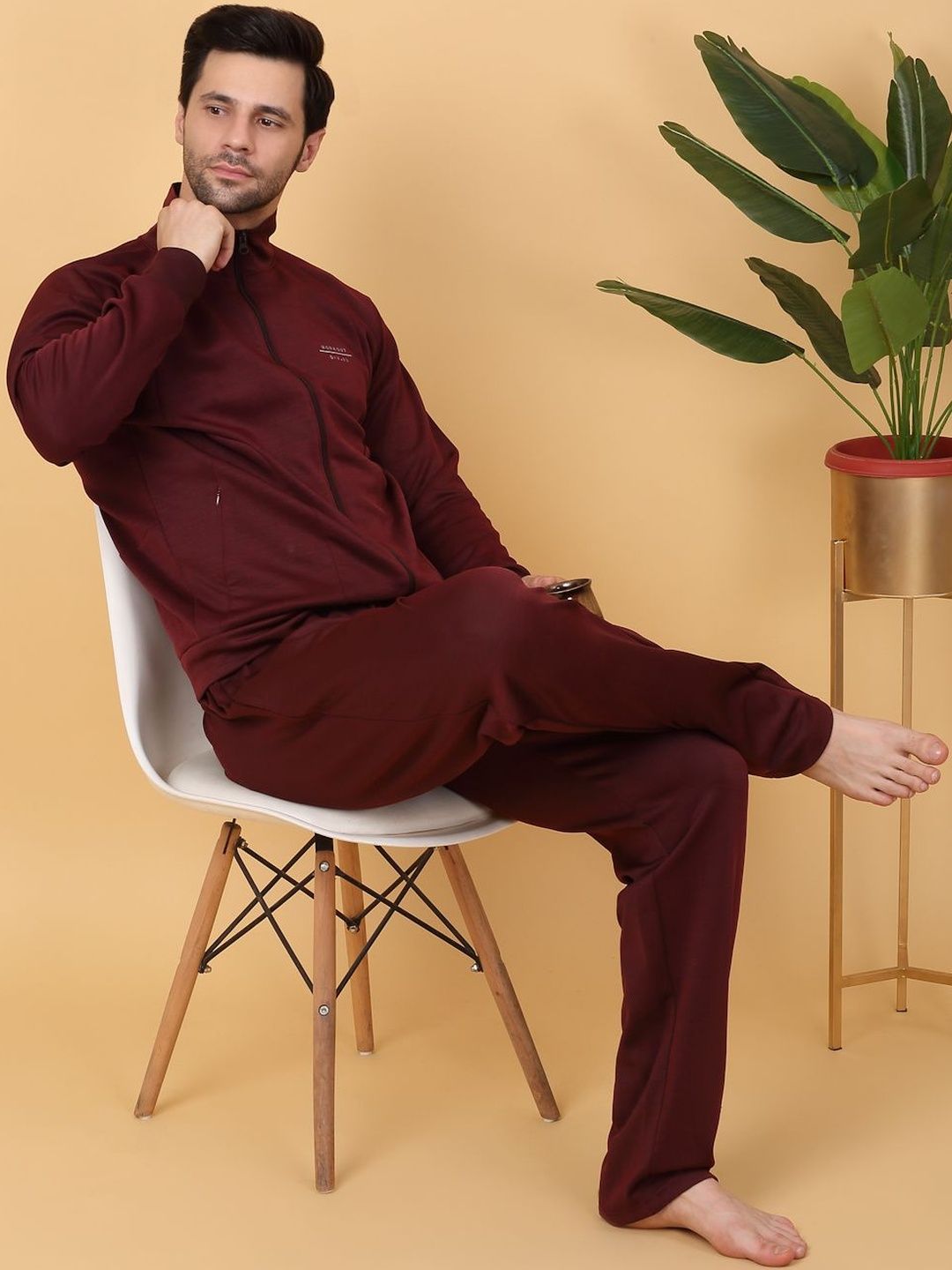 Sweet Dreams Men Mandarin Collar Mid-Rise Tracksuits