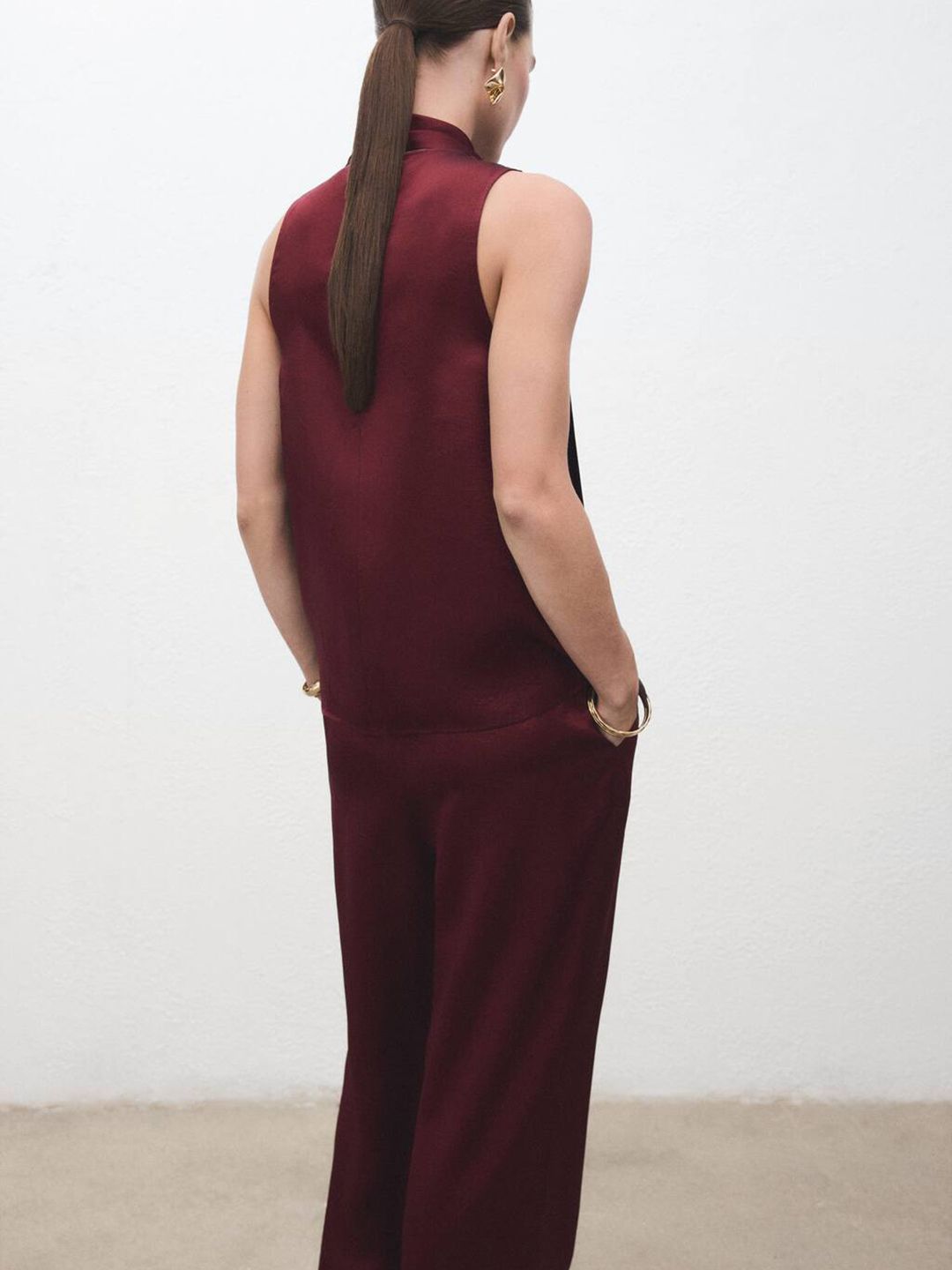 Scarf Neck Satin Top