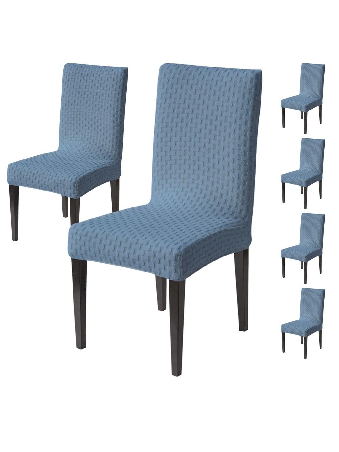 HOUSE OF QUIRK 6 Pcs Blue Universal Fit Chair Covers