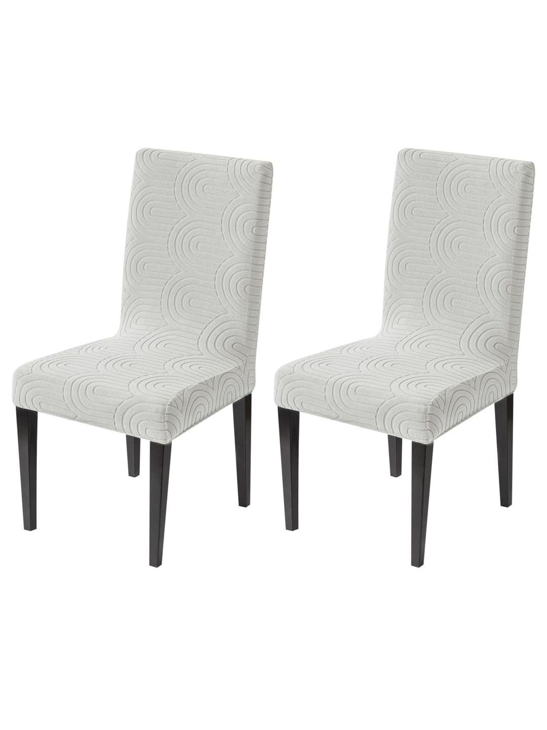 HOUSE OF QUIRK 2-Pcs Grey Self-Design Chair Covers
